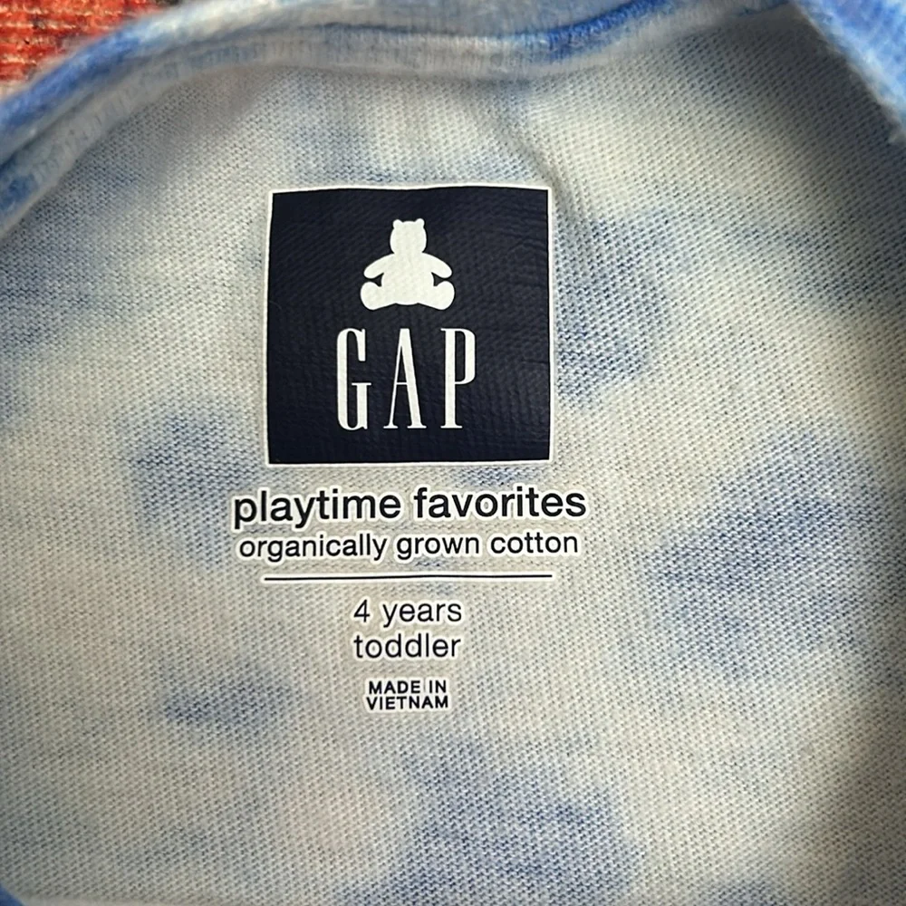 Gap Toddler Blue and White Tie-Dye Pocket T-Shirt, Size 4T